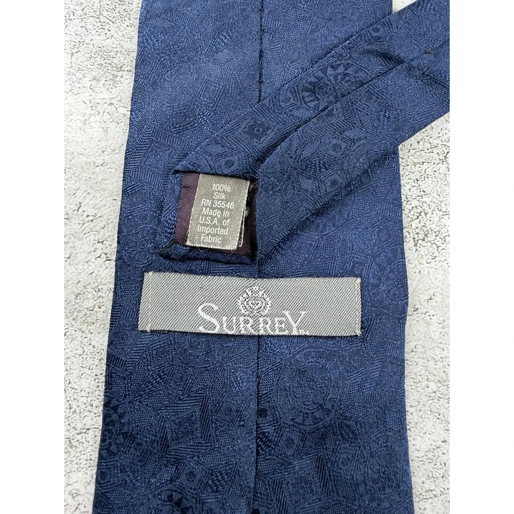 Surrey 100% Silk Tie Mens One Size Blue Geometric Jacquard Pointed Necktie